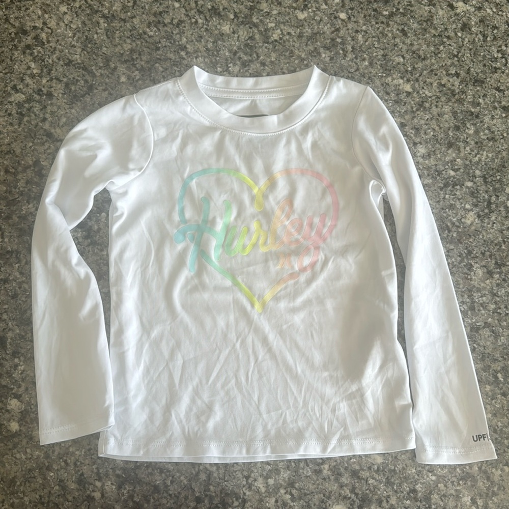 girls size 4 hurley rash guard swim shirt UPF 50